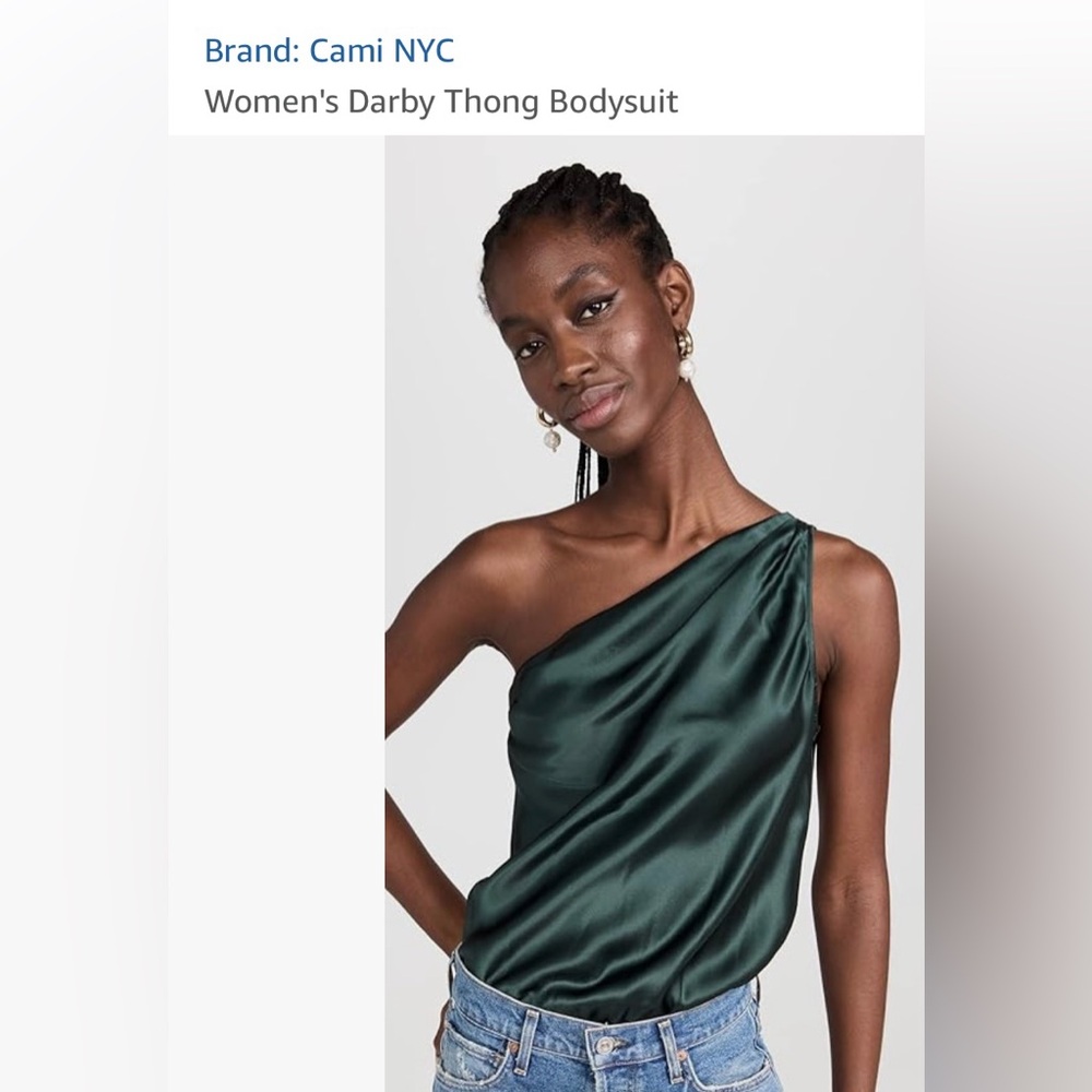 Cami NYC Darby silk bodysuit size medium green
